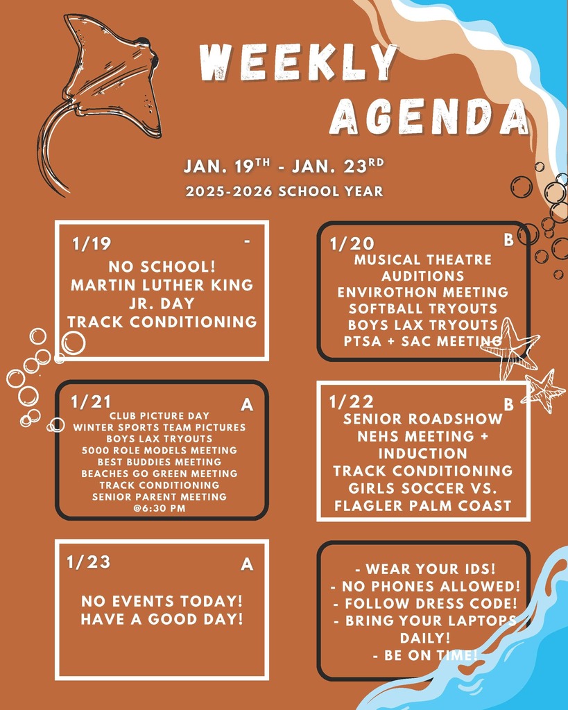 ACHS Weekly Agenda for 1-19-26 to 1-23-26. See post for more information.