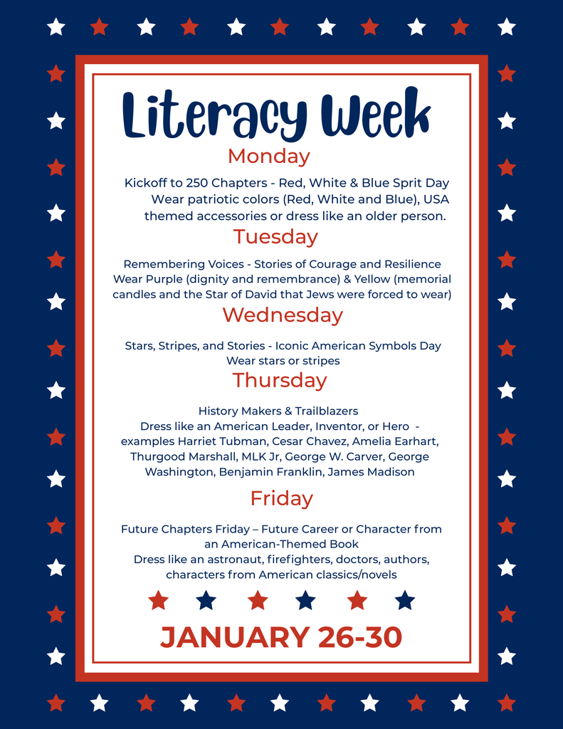 Literacy Week; January 26-30