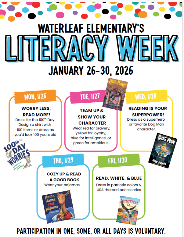 Literacy Week Schedule for each day