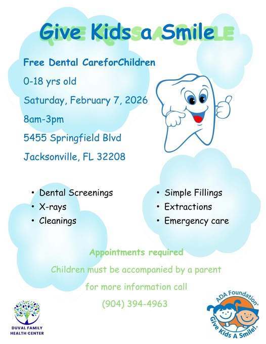 GIVE KIDS A SMILE FREE DENTAL CARE FOR CHILDREN SATURDAY FEBRUARY 7, 2026 8AM -3PM 