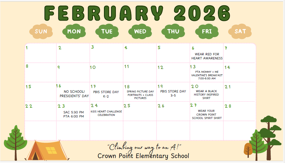 Crown Point February Calendar