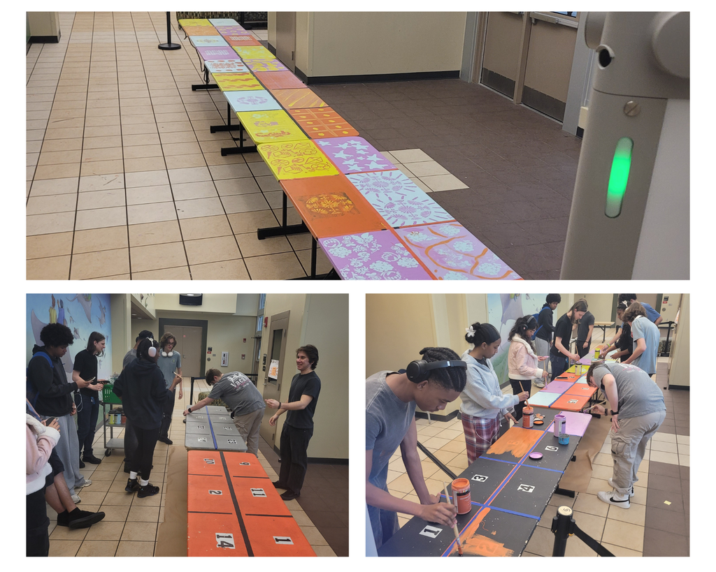 Atlantic Coast HS Engineering students paint tables