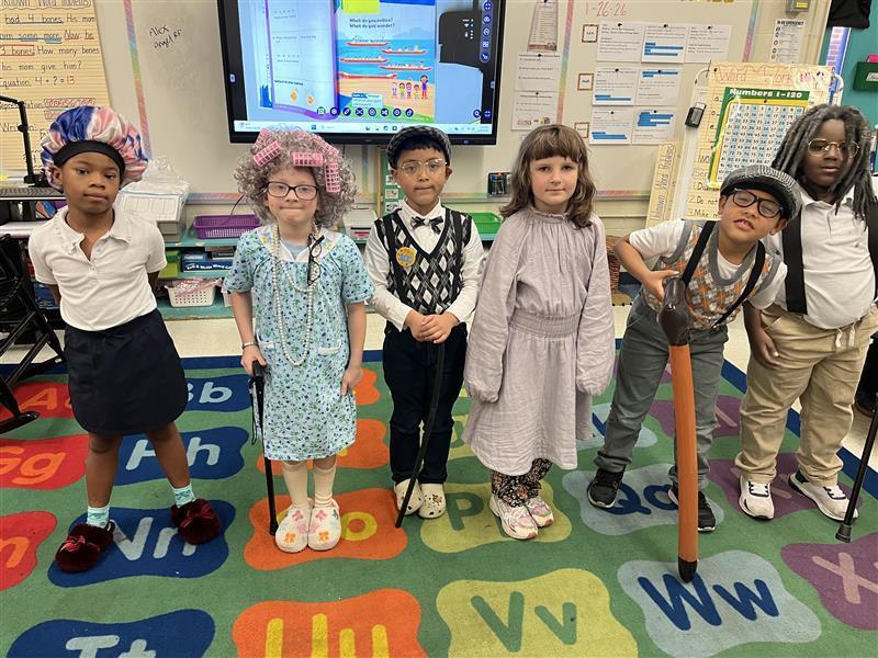 students dressed as 100 year olds