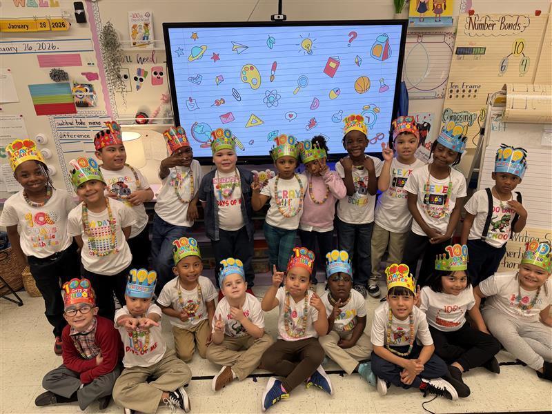 class with 100 days smarter head bands on