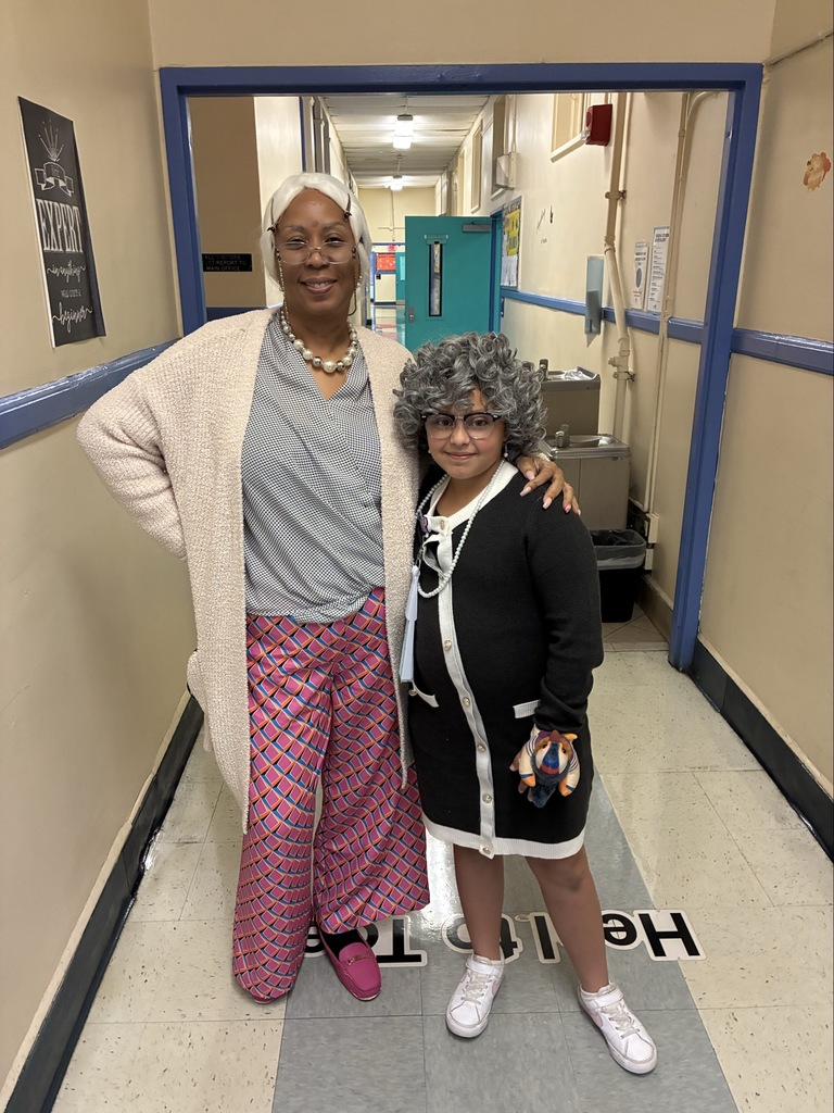 teacher and student dressed as 100 year olds