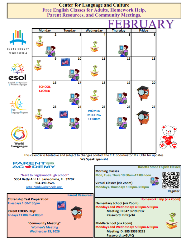 CLC calendar english