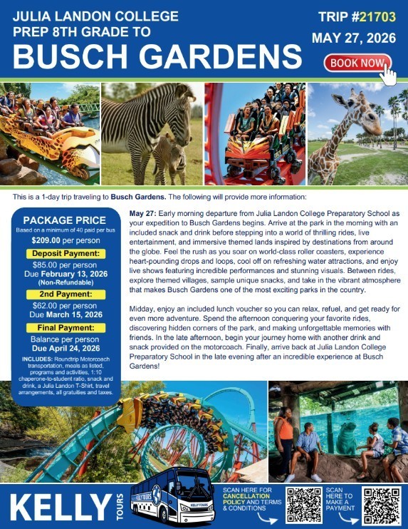 8th Grade EOY Field Trip Flyer 2026