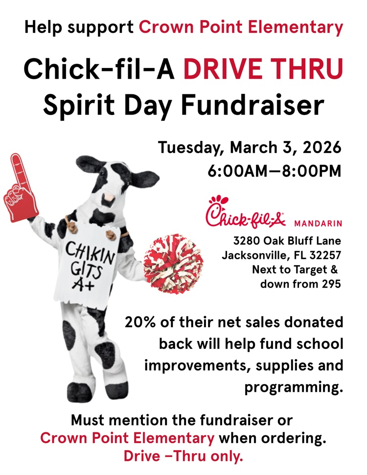 Chickfila fundraiser March 3rd-drive thru only