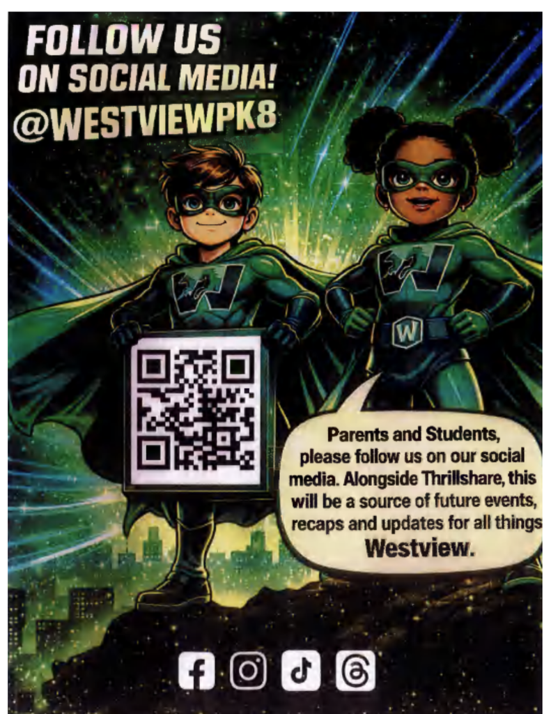 Follow Us on Social Media @WESTVIEWPK8