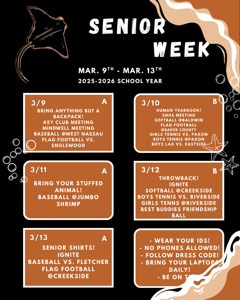 ACHS Weekly Agenda for 3-9-26 to 3-13-26. See post for more information.