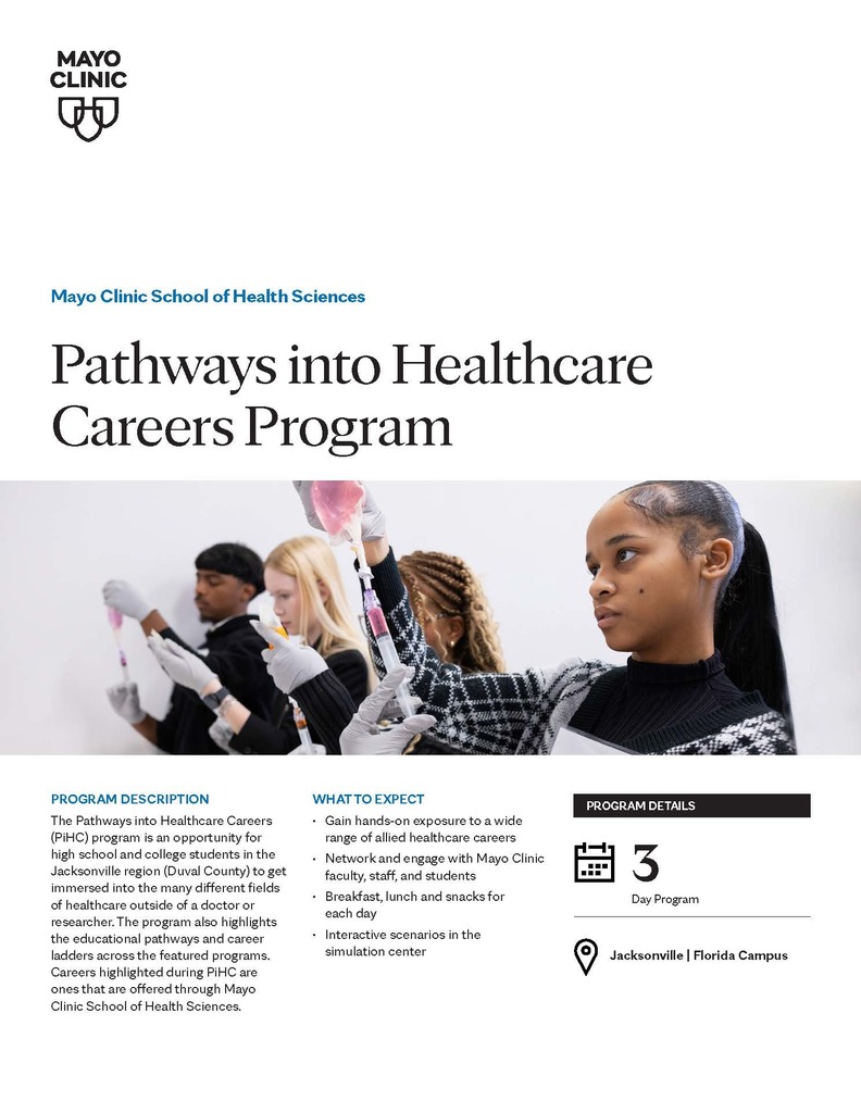 Pathways into Healthcare Careers Program with Mayo Clinic. See post for details.