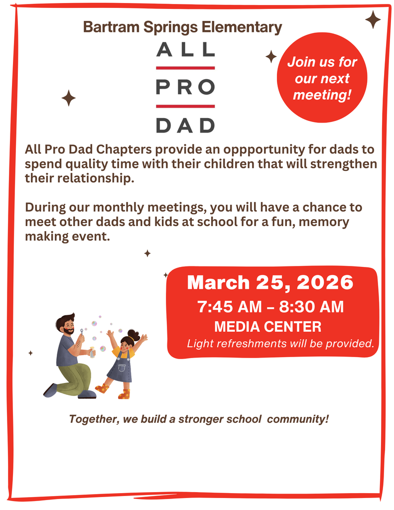 Join us for our next All Pro Dad meeting on March 25 from 7:45 am to 8:30 am in the Media Center.