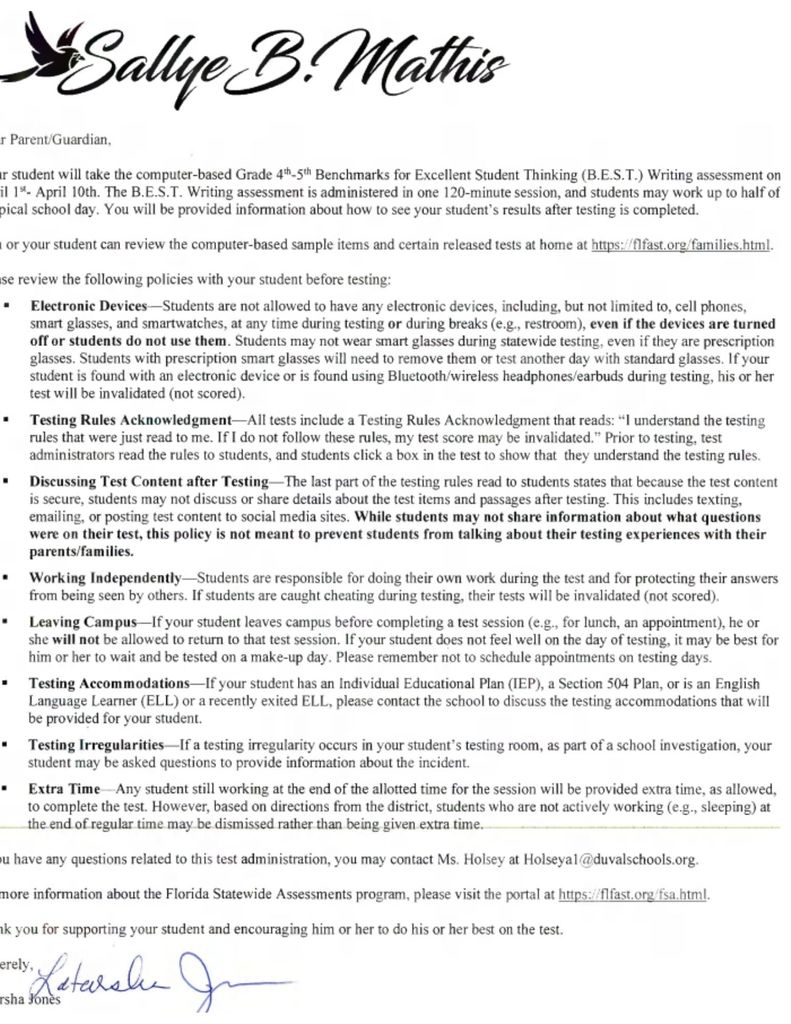 B.E.S.T Writing Assessment 4th and 5th Grade  April 1st