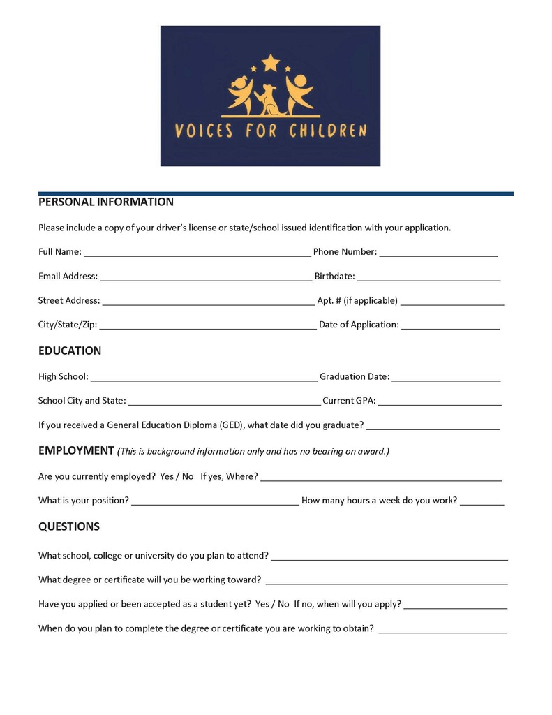 Voices  for children scholarship p. 1