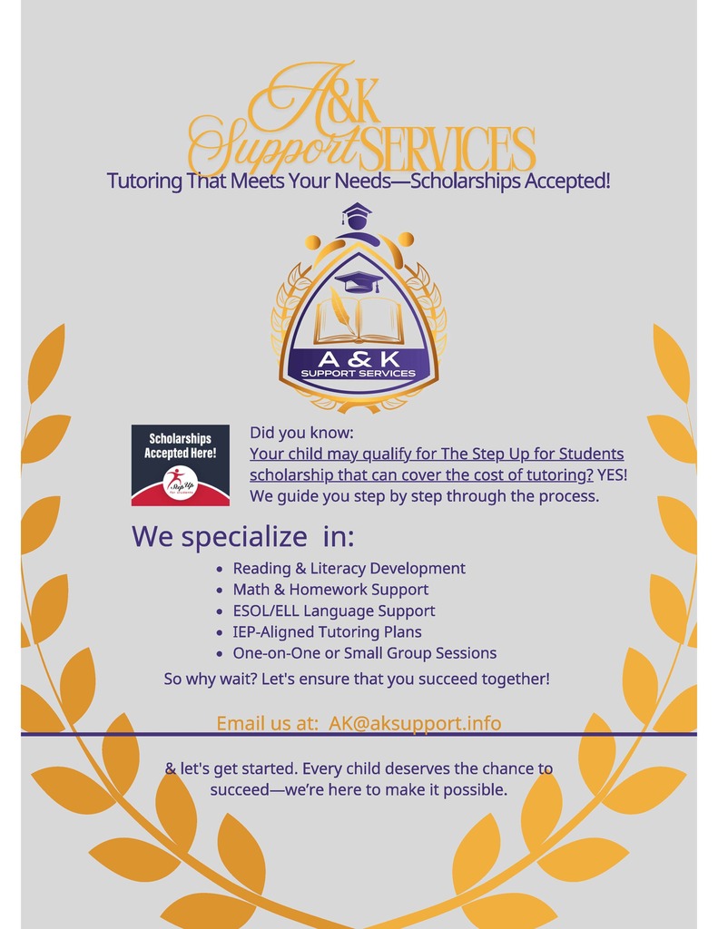 A&K Support Services  - tutoring that meets your needs - scholarships accepted.