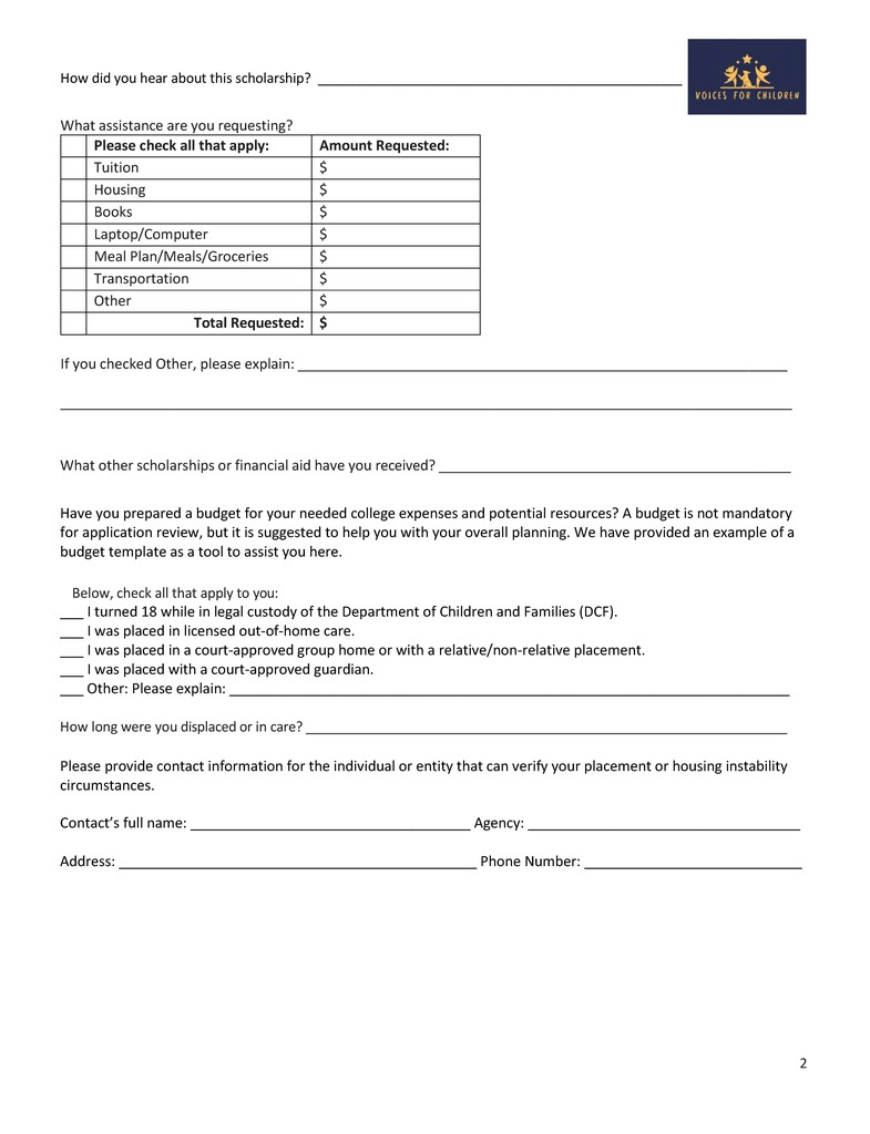 Voices  for children scholarship p. 2