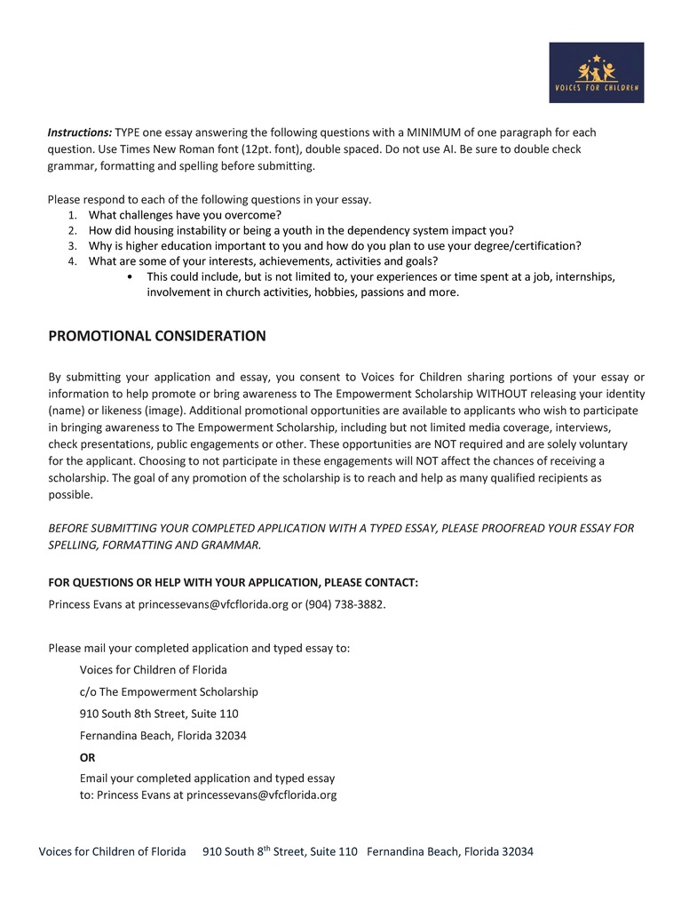 Voices  for children scholarship p. 3