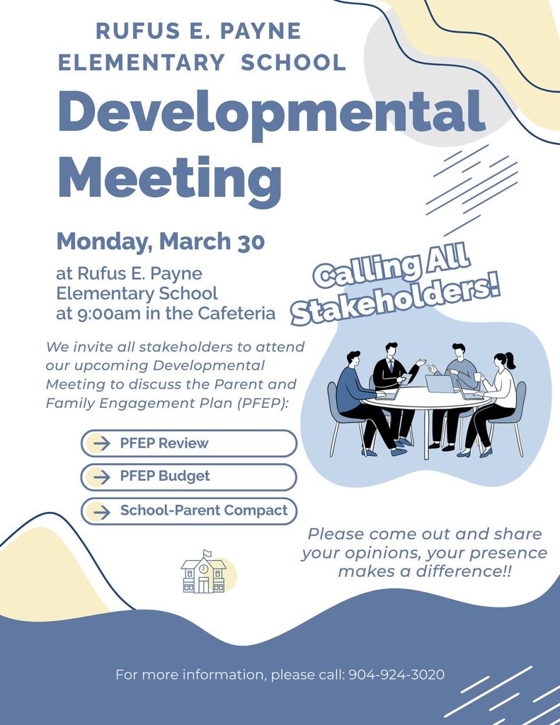 Developmental Meeting on Monday, March 30, 2026 at 9:00am in the Cafeteria