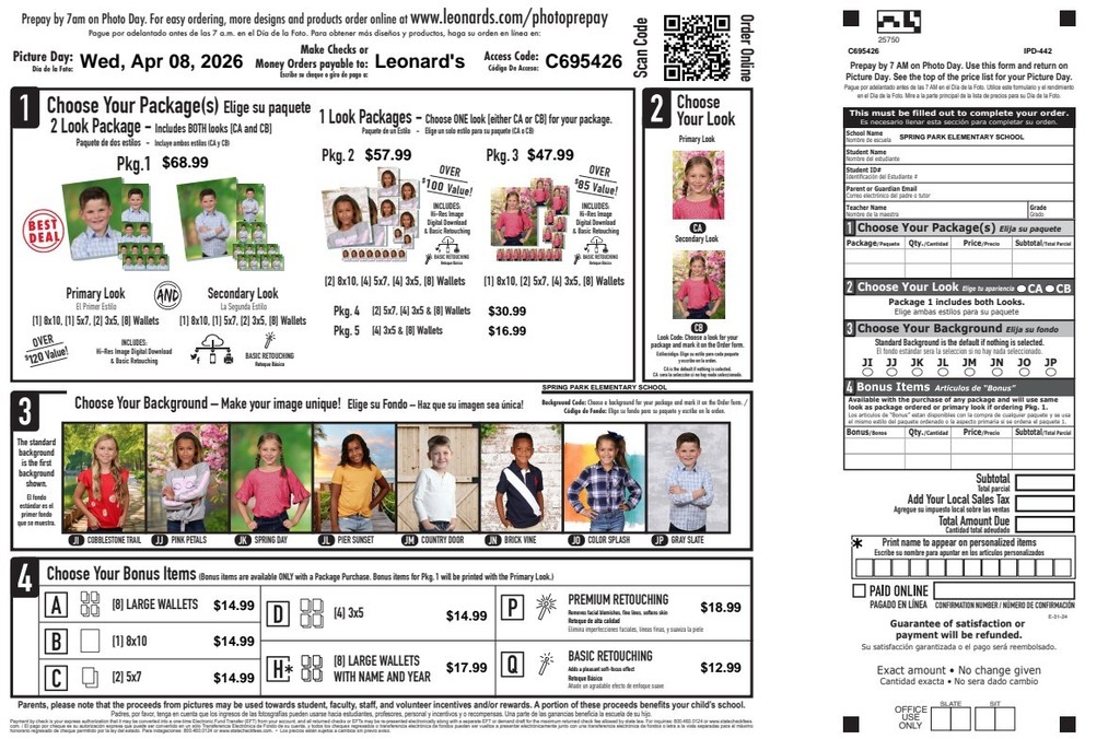 Spring Picture Order Form