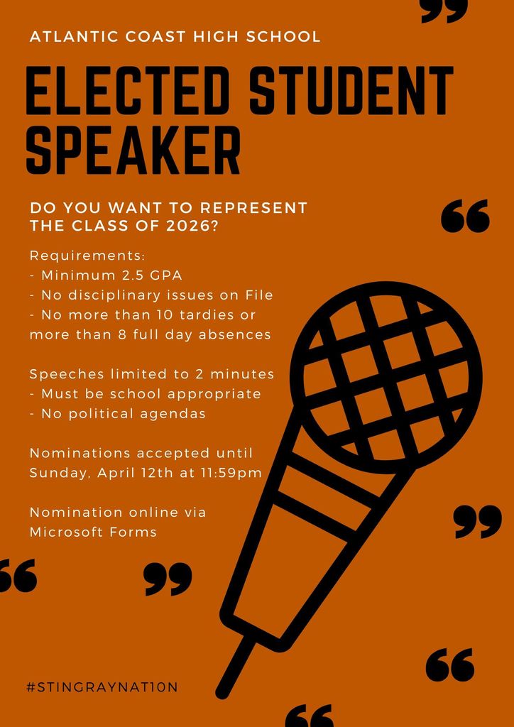 Class of 2026 Elected Student Speaker Nominations. See post for details.