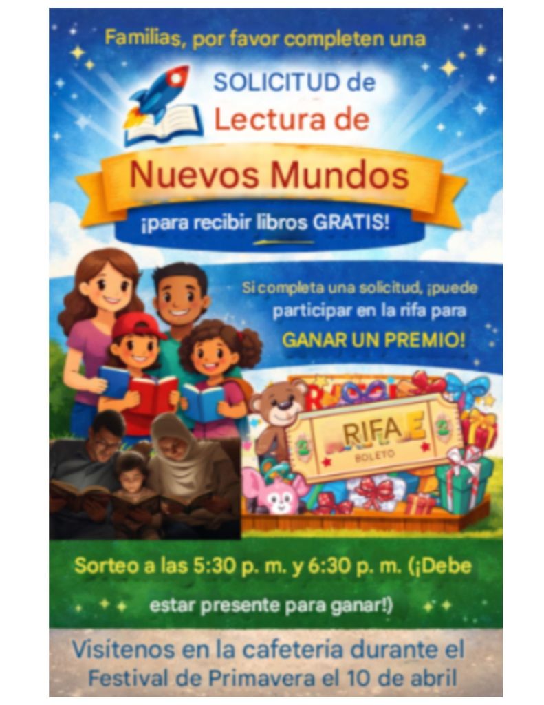 New Worlds Application Flyer for Free Books Spanish
