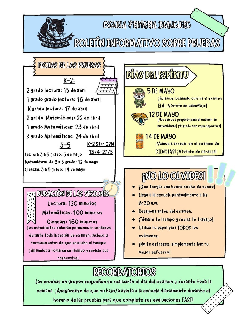 BES Testing Newsletter Spanish