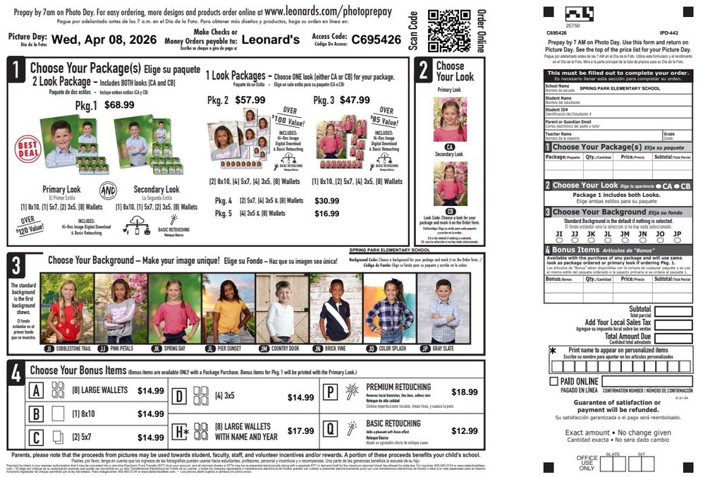 Spring Picture Day - April 8, 2026