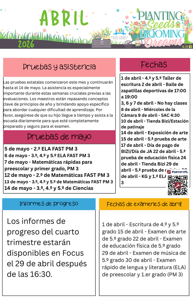 April Spanish Newsletter