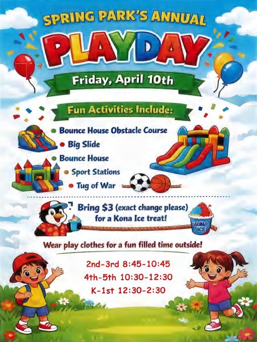 Play Day - April 10, 2026 - Grades K-5th