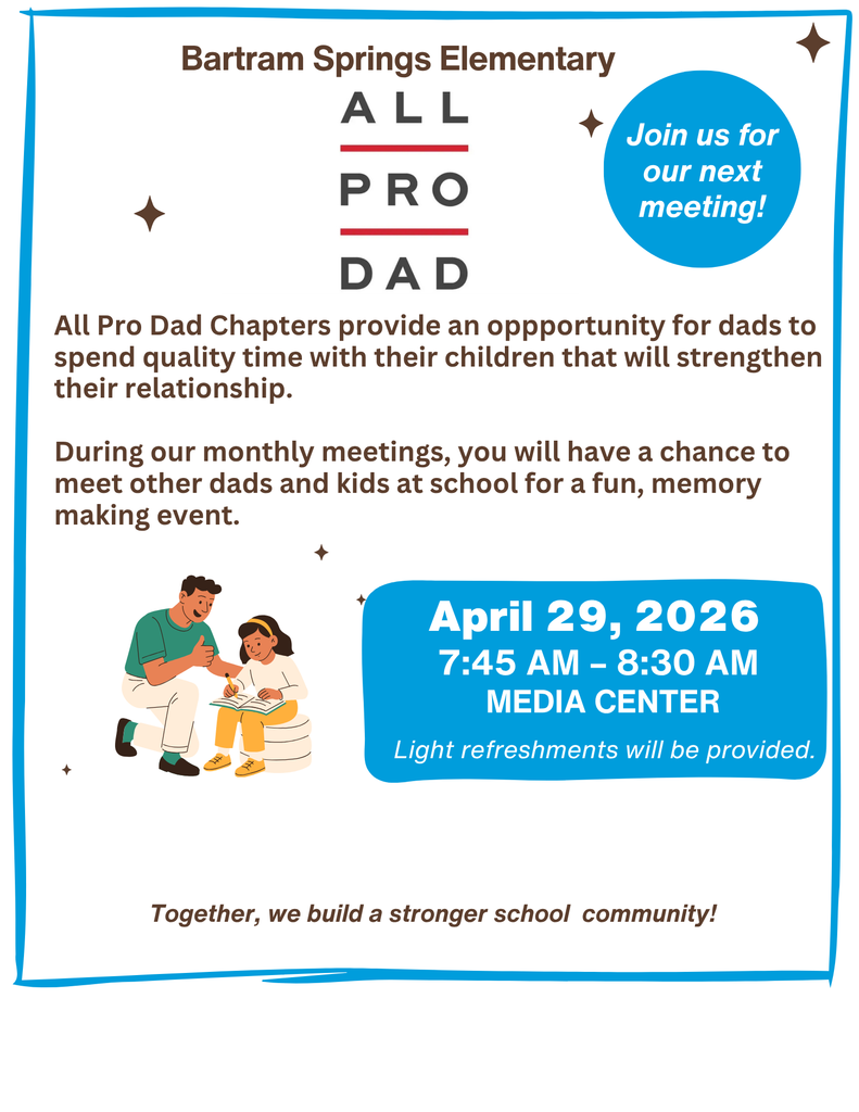 Join us for All Pro Dads on 4/29 at 7:45 am in the Media Center. 
