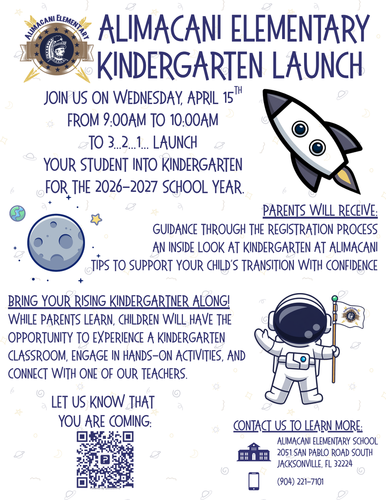 Kindergarten Launch on Wednesday, April 15th from 9 - 10 AM