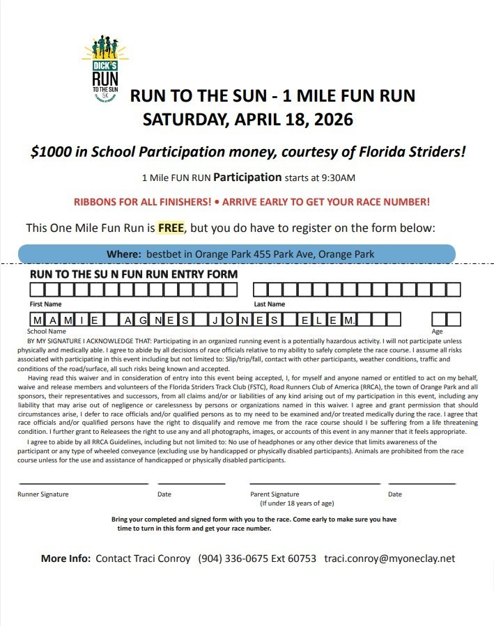 Run to the Sun Registration Form