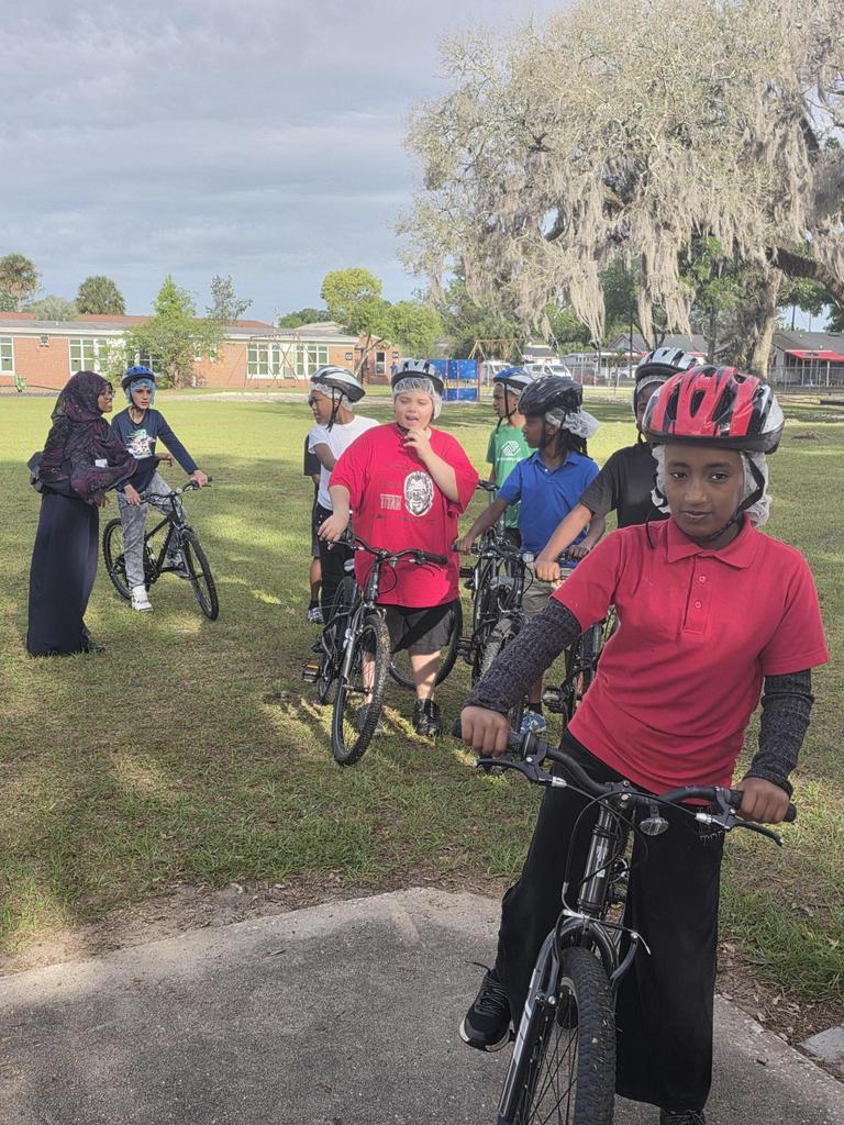 Students on bikes