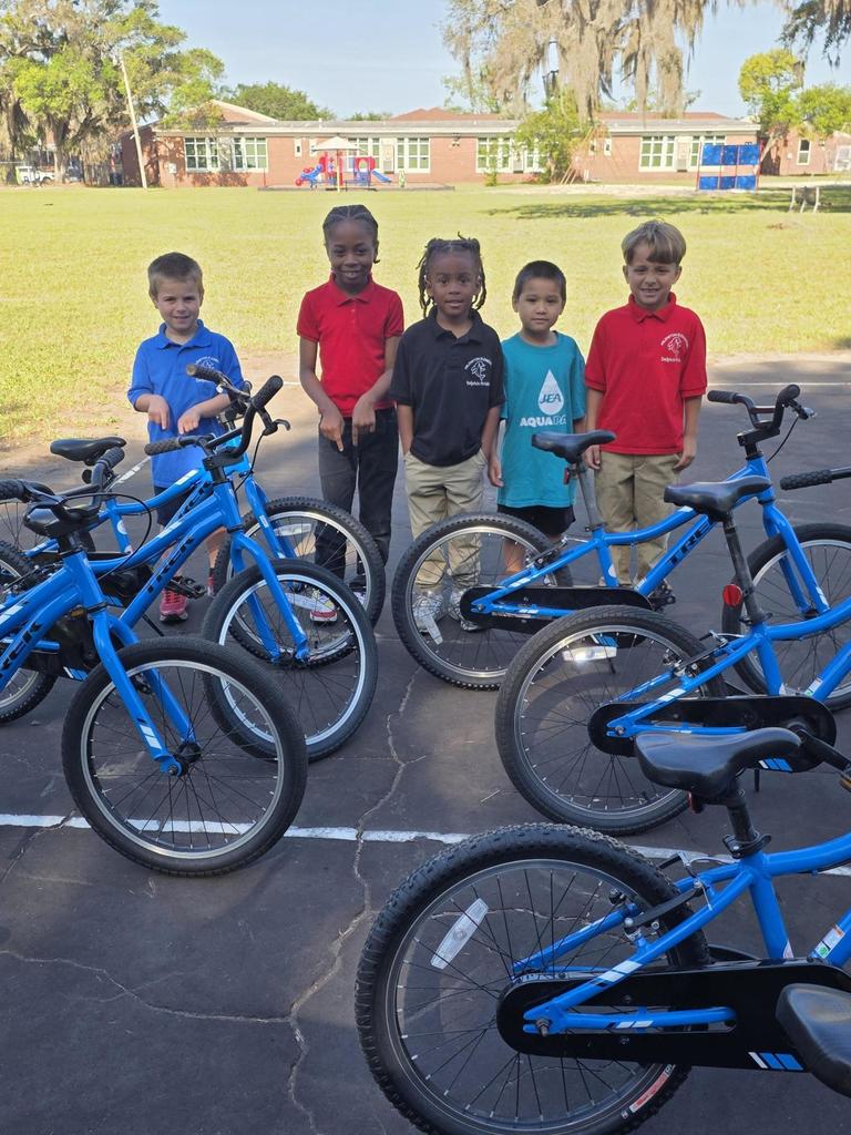 Students with bikes