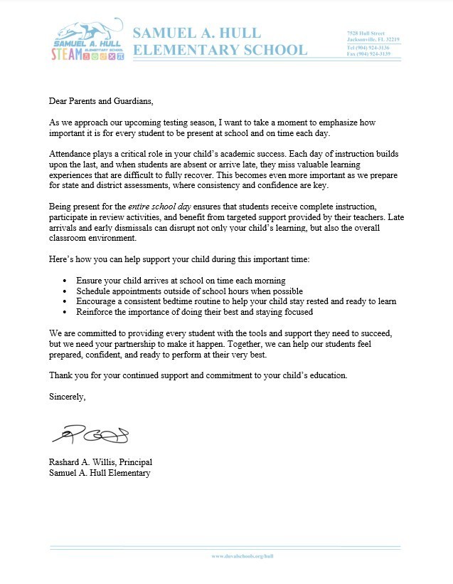 Attendance Letter 25-26