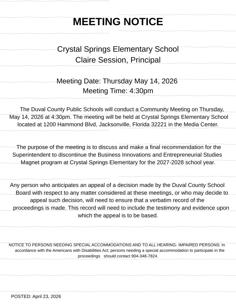 Community Meeting Thursday May 14, 2026