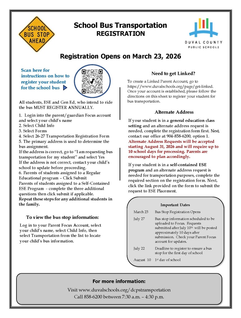MANDATORY Bus Transportation Sign up for 2026-27 School Year