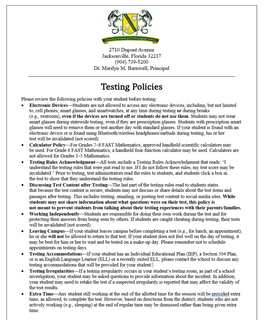 Testing Policies 