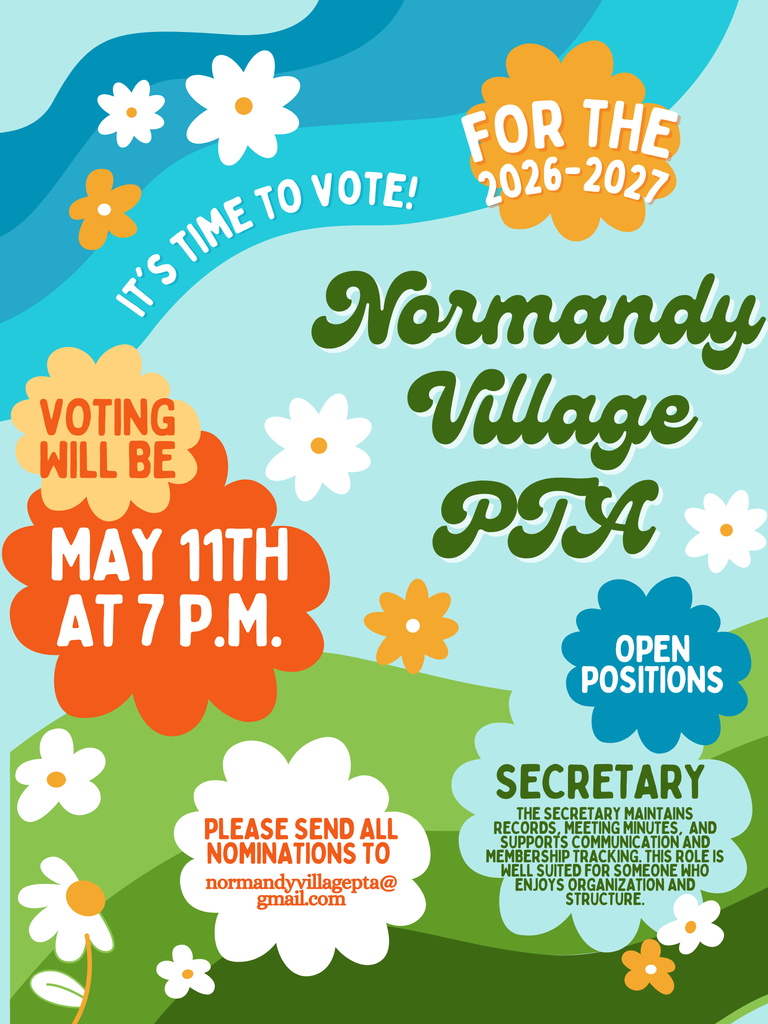 Normandy Village PTA meeting; May 11th 7 pm