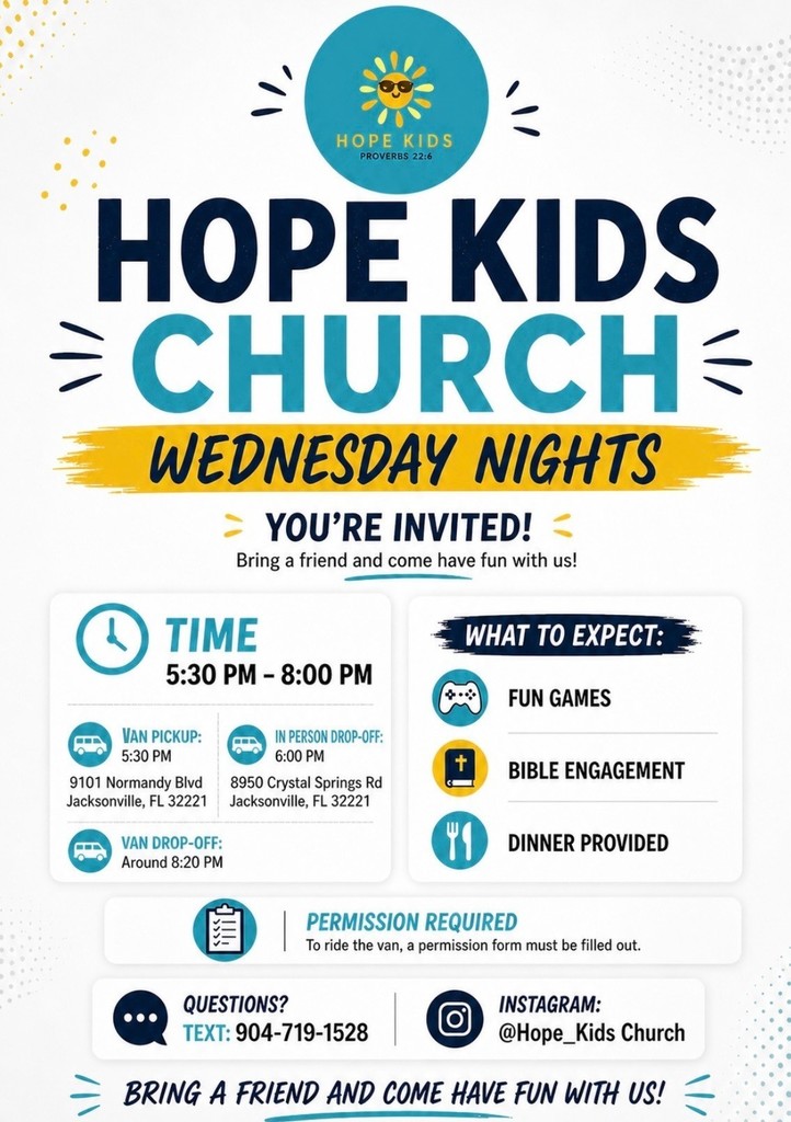 Hope Kids Wednesday Nights Flyer