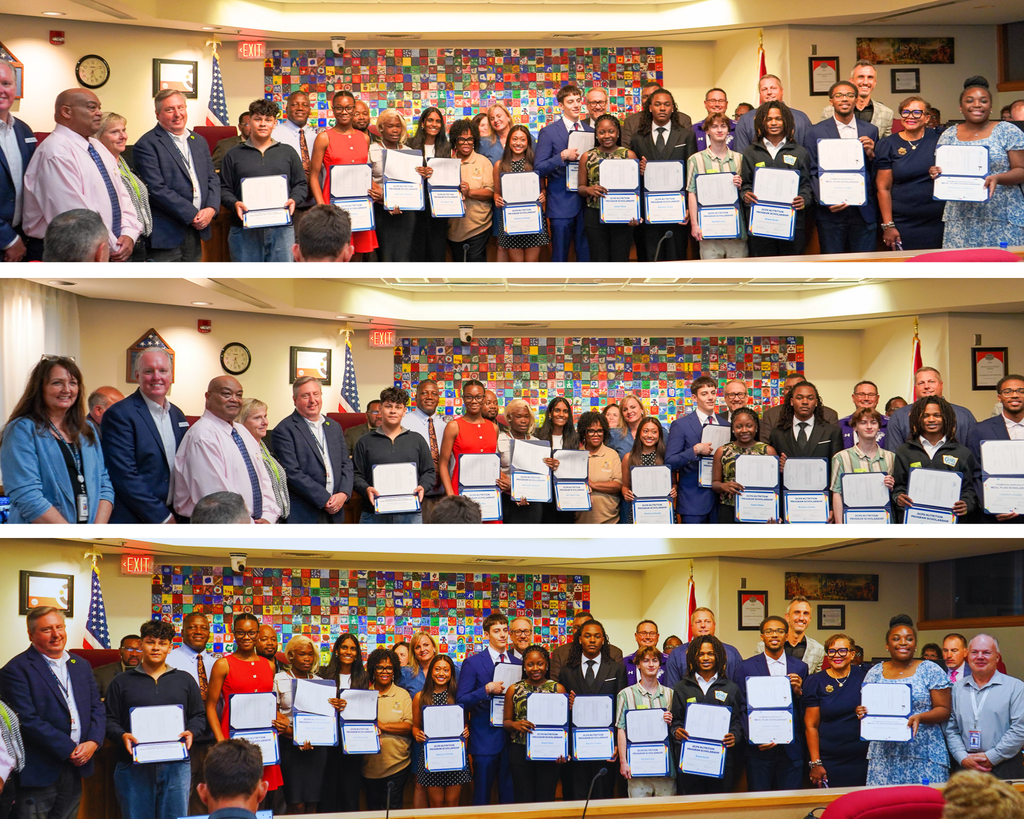 Nutrition Scholarship winners at the May School Board meeting