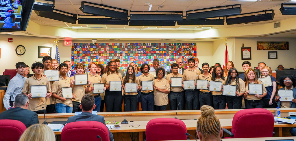 National Merit Scholarship Finalists at the May school board meeting