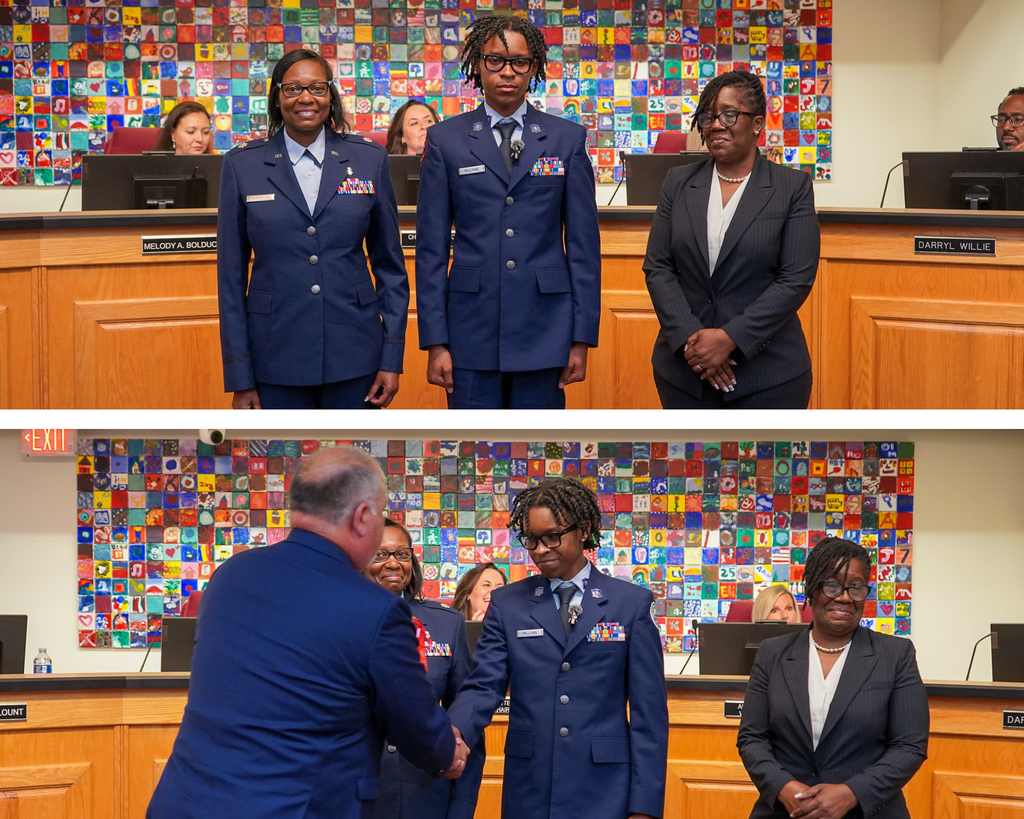 Westside HS student Angel Williams recognized at a school board meeting