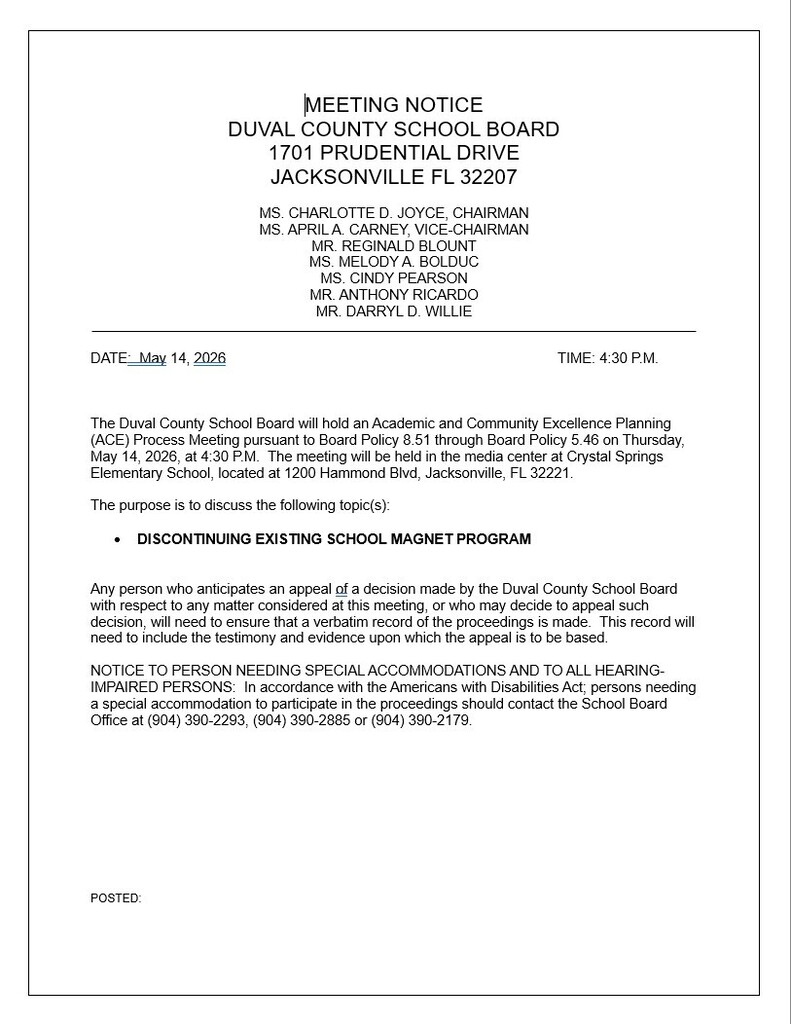 ACE Community Meeting May 14th