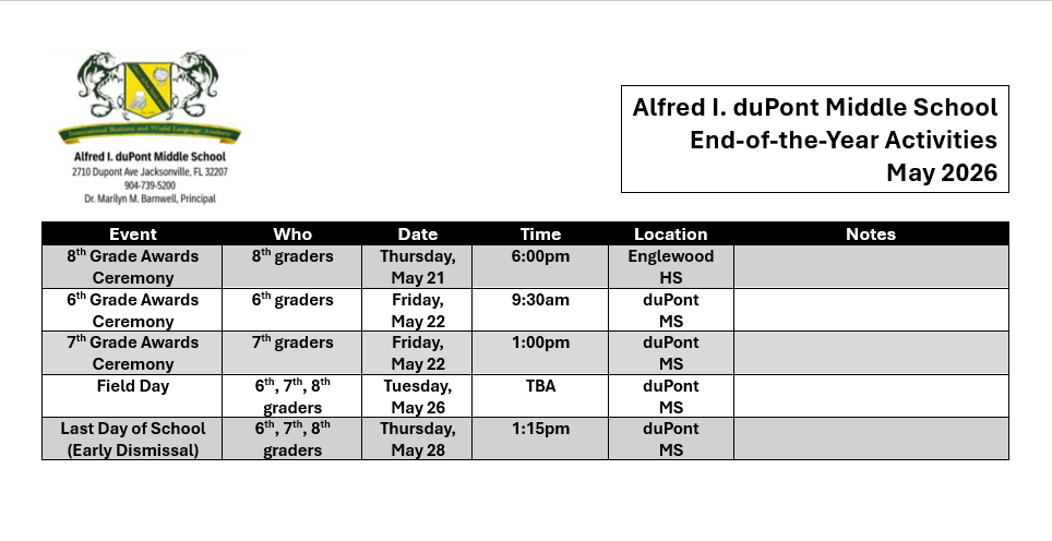End of the Year Activities 