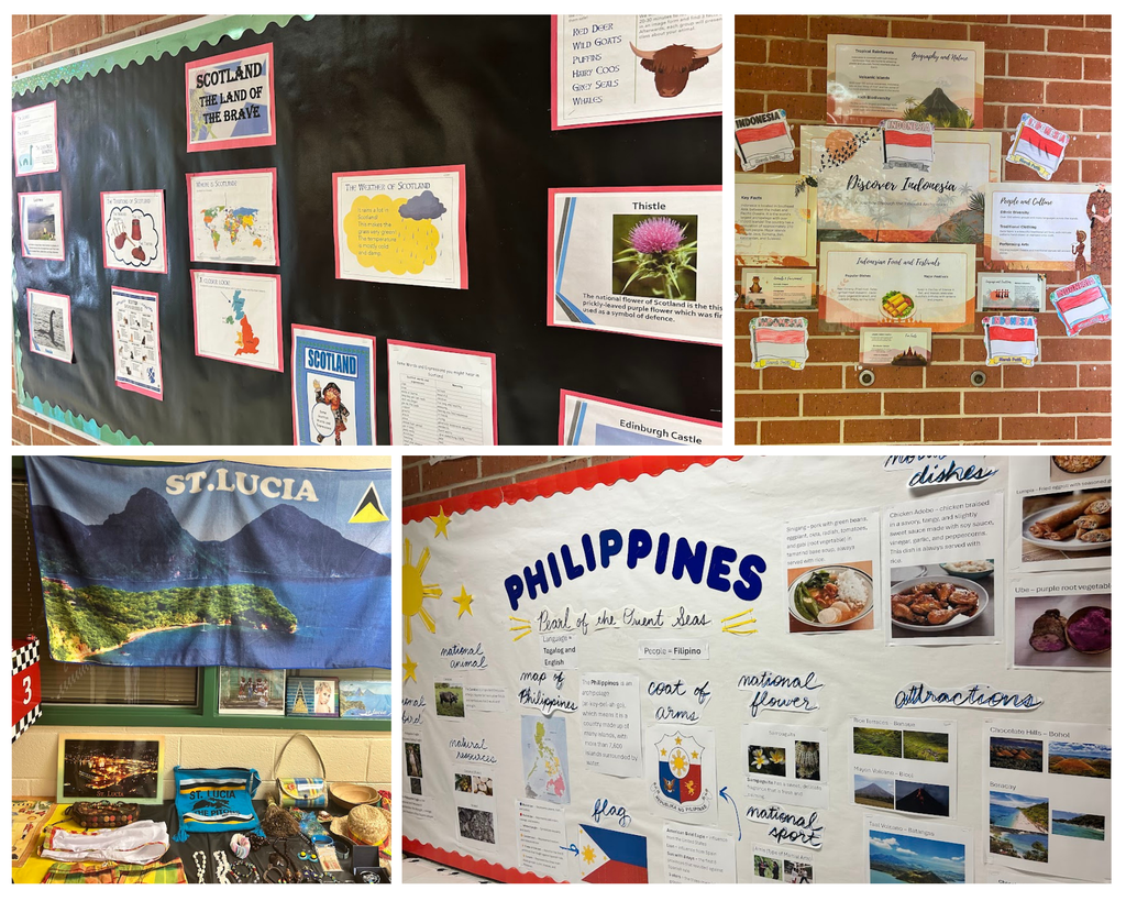 Bulletin boards of Scotland, Philippines, St. Lucia, and Indonesia