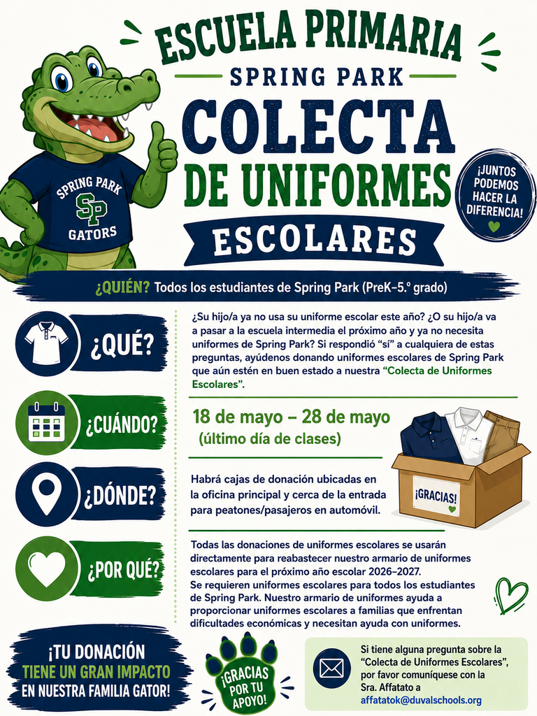School Uniform Donation Drive - Spanish Flyer