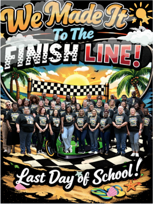 We made it to the finish line graphic with the Faculty and Staff group picture