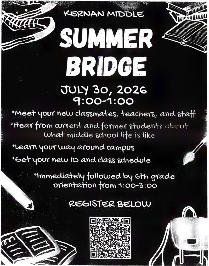 QR Flyer to sign up for Summer Bridge