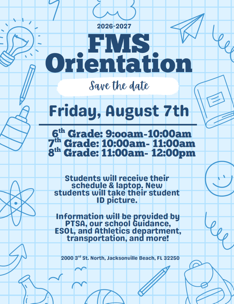 Orientation is Friday, August 7th. Each grade level will join us for an hour.